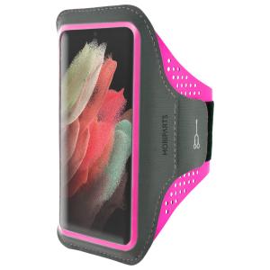 Mobiparts Comfort Fit Sport Armband Samsung Galaxy S21 Ultra Neon Pink