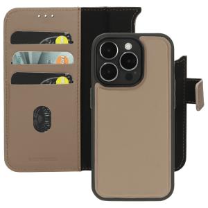 Mobiparts Leather 2 in 1 Wallet Case Apple iPhone 15 Pro Taupe