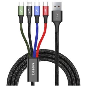 Baseus Rapid Series 4 in 1 Charging Cable - 2x USB-C 1x Lightning 1x Micro USB