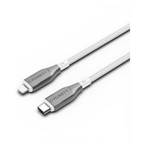 Cygnett Armoured Braided Lightning to USB-C Cable 2m White
