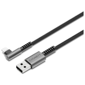 Cygnett Unite Right Angled Braided Lightning to USB-A Cable 1m Black