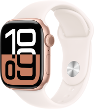 Apple Watch Series 10 GPS + Cellular 42mm Rose Gold Aluminium Case with Light Blush Sport Band - S/M